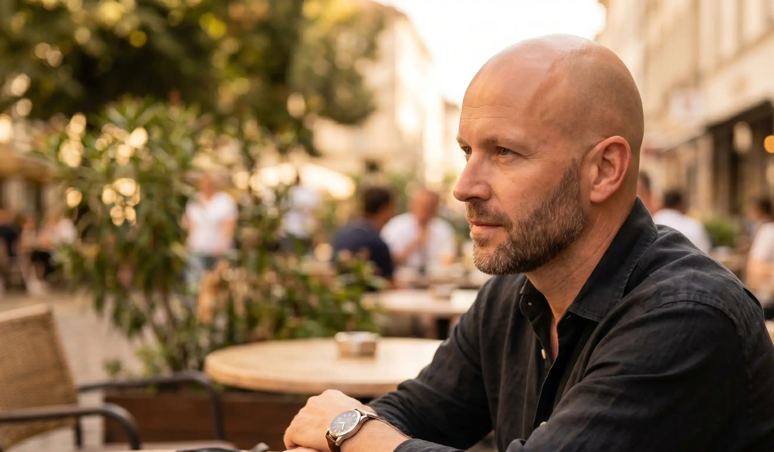 totally bald man