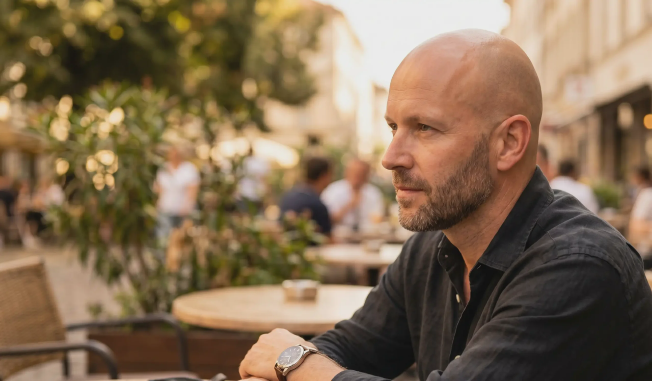 totally bald man