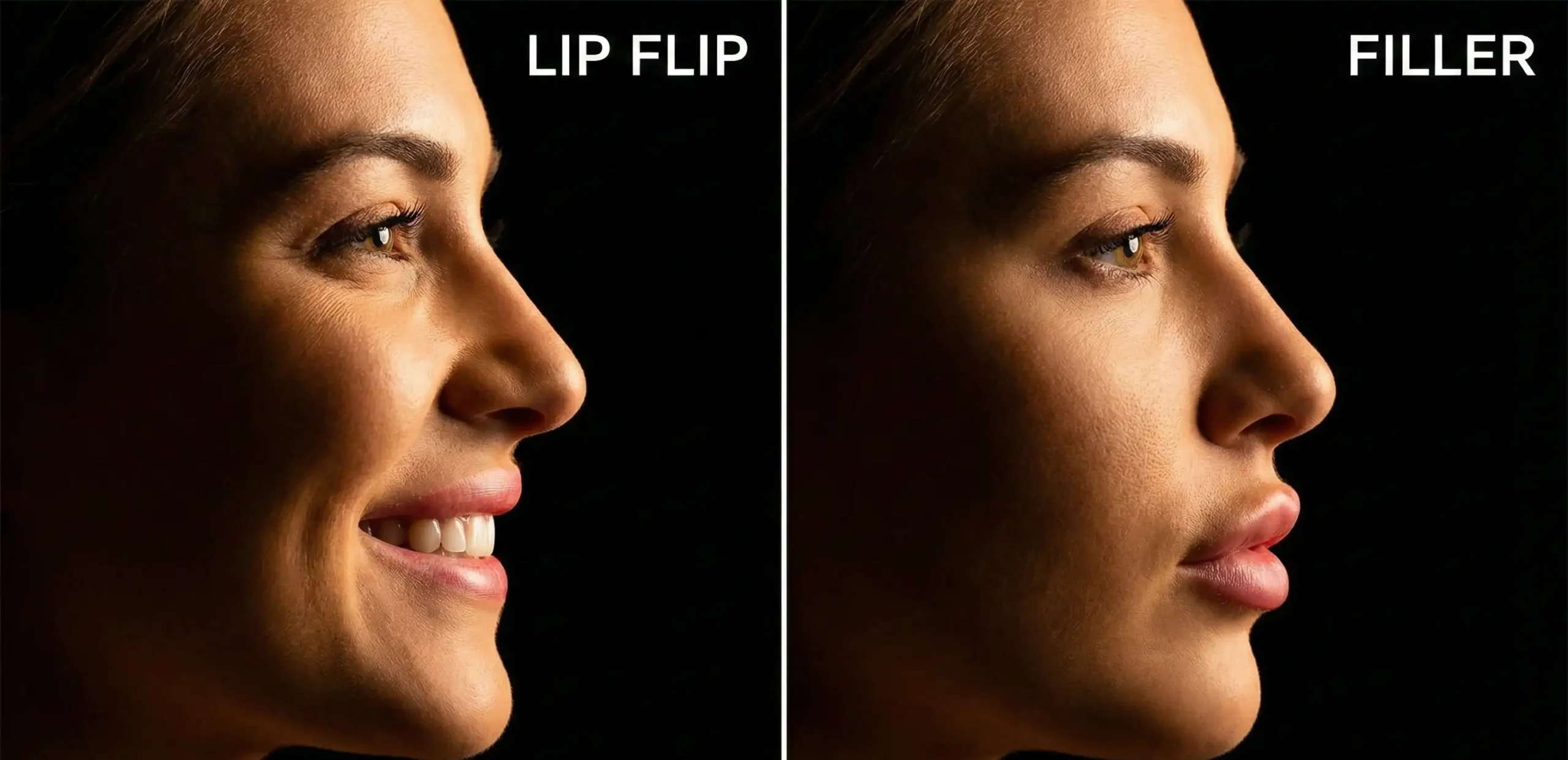 lip flip vs filler side profile comparison