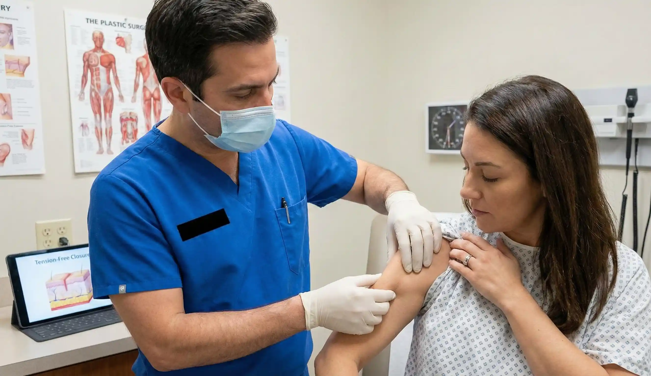 surgeon demonstrating skin laxity