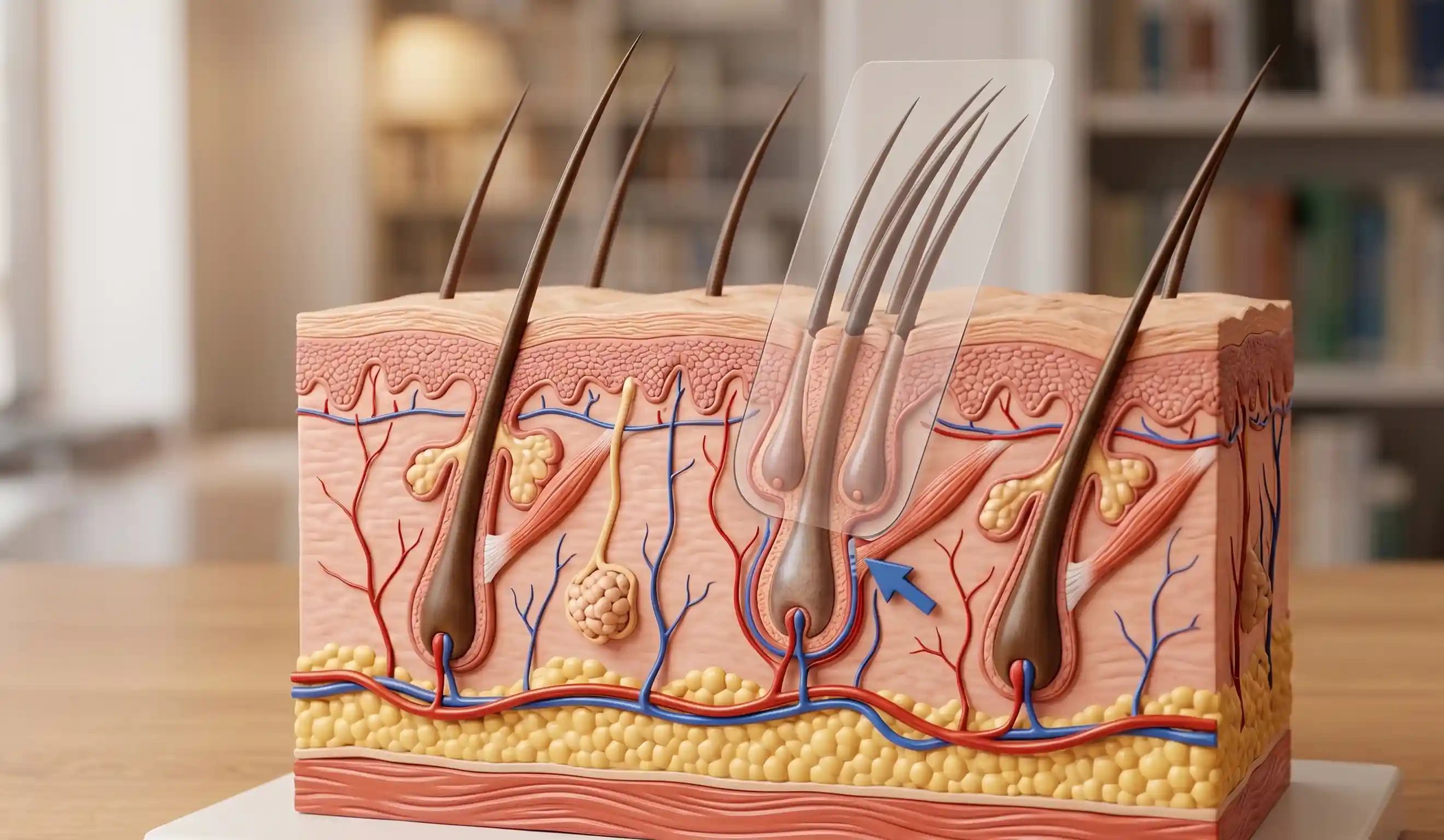 realistic 3d model showing follicular unit graft anatomy