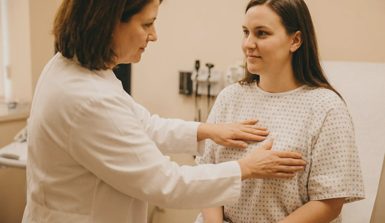 clinical exam breast lift areola assessment