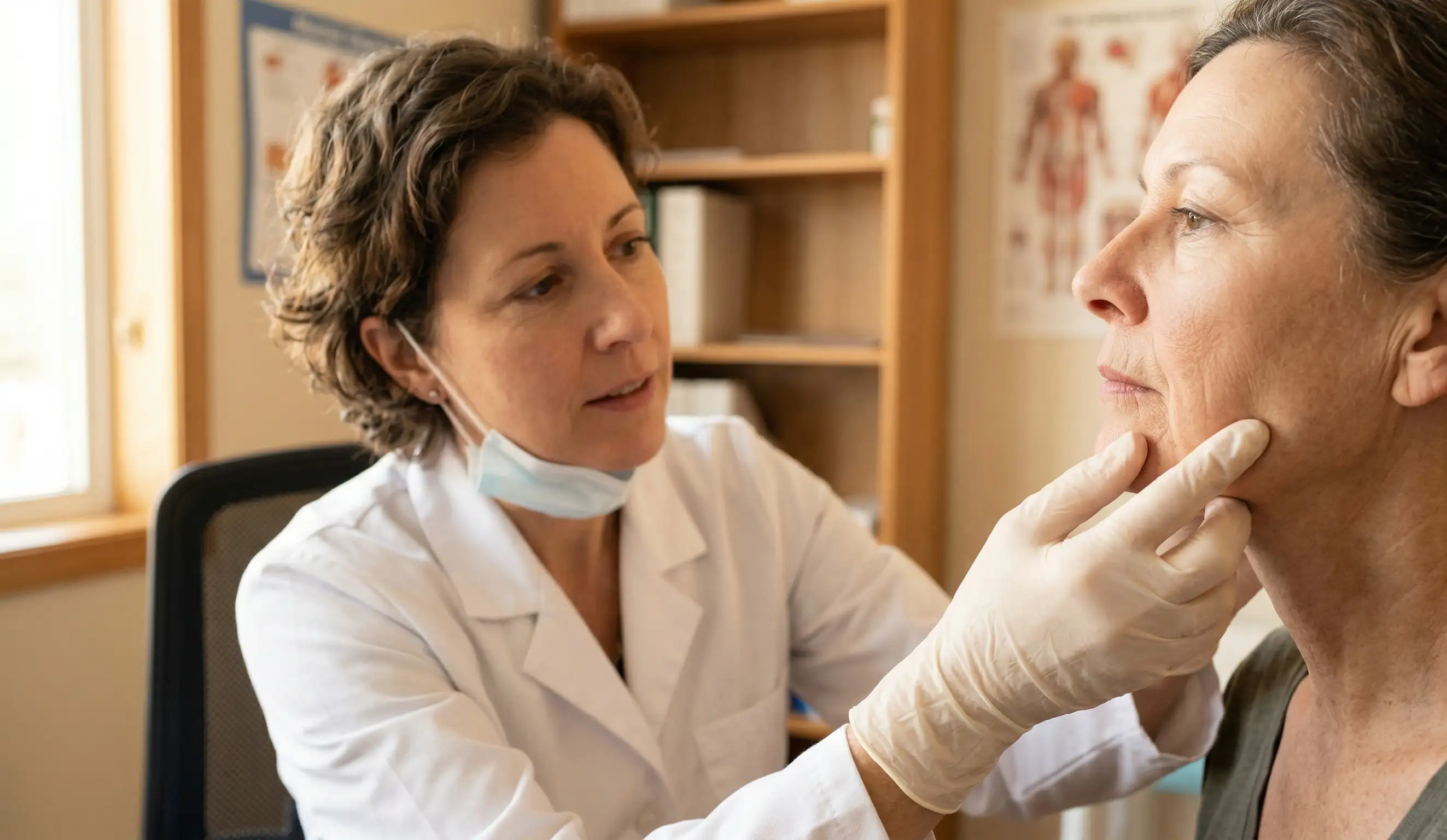 clinical examination sagging skin mouth