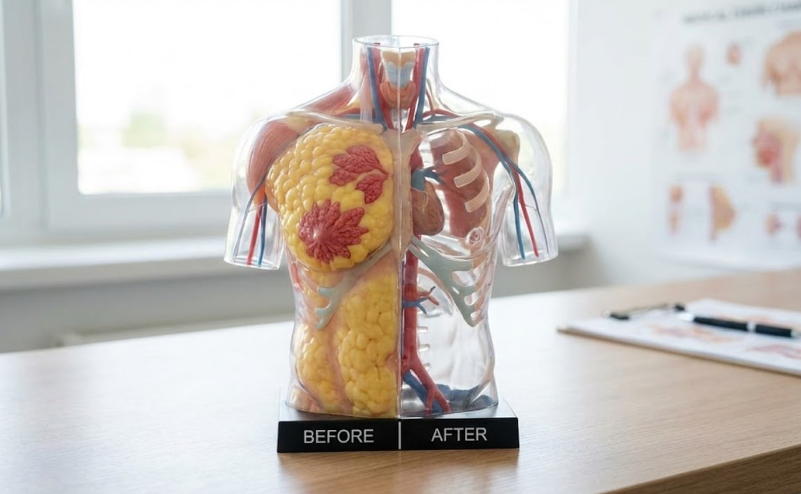 gynecomastia surgery anatomical model before after