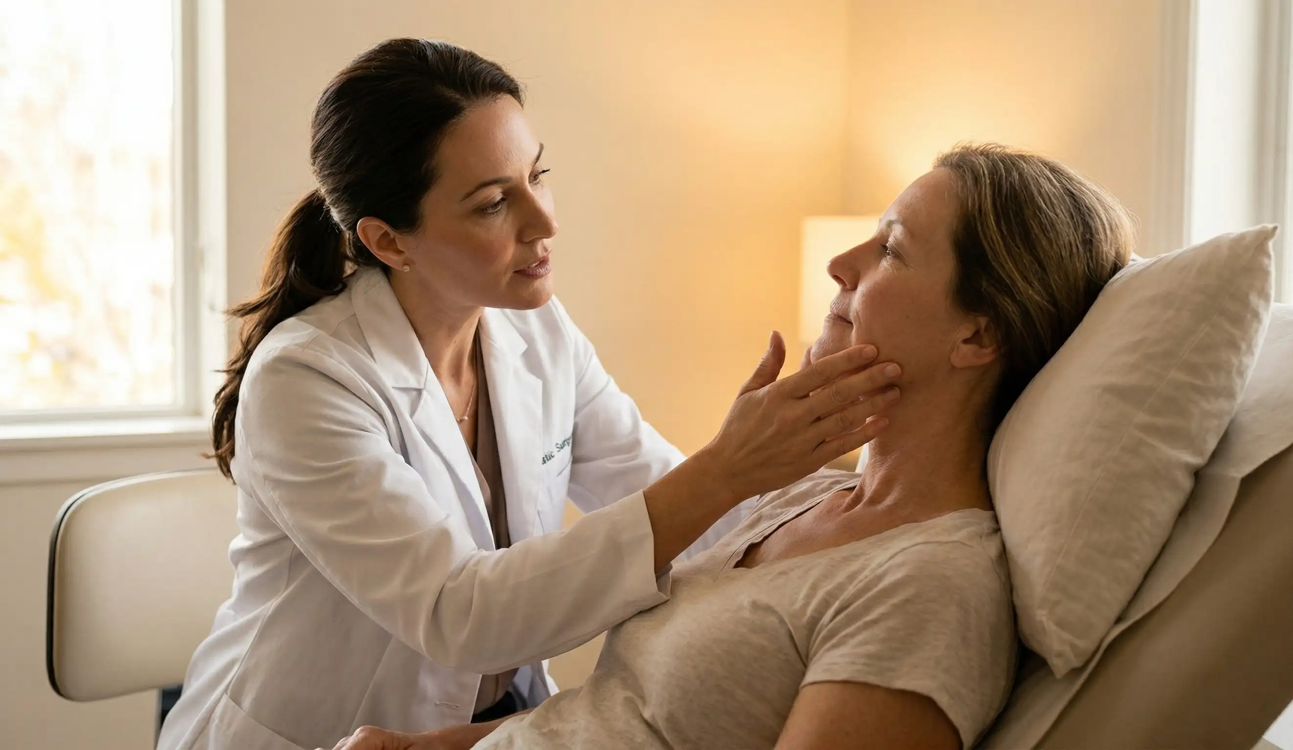 clinical checkup head elevation facelift patient doctor