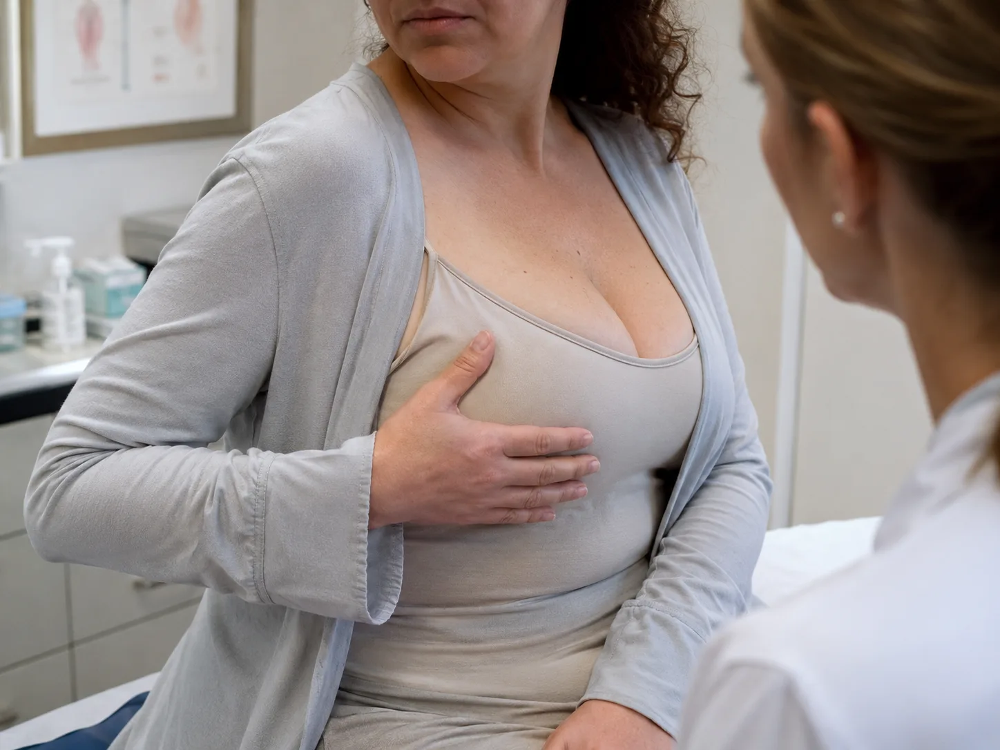 checking a breast implant leaking by hand