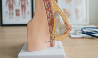3d anatomical model breast implant ptosis tissue thinning