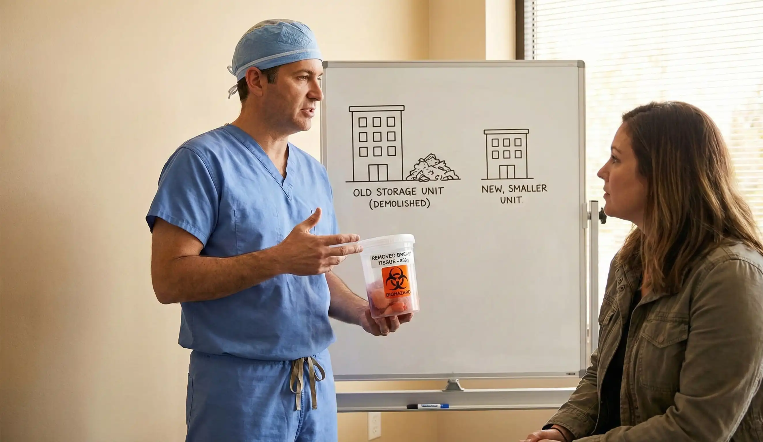 surgeon explaining tissue removal storage unit analogy