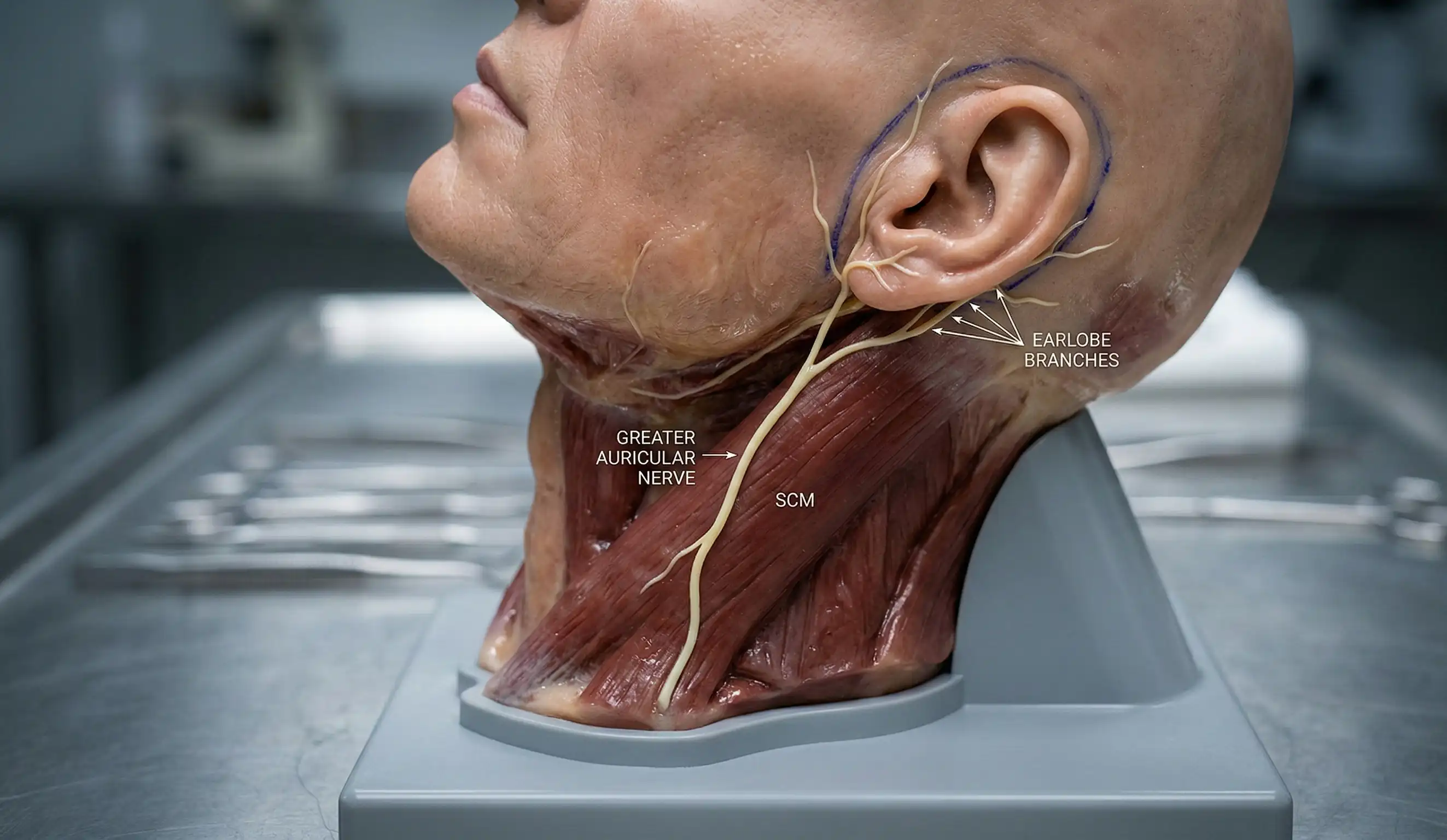 realistic ear nerve anatomy facelift model