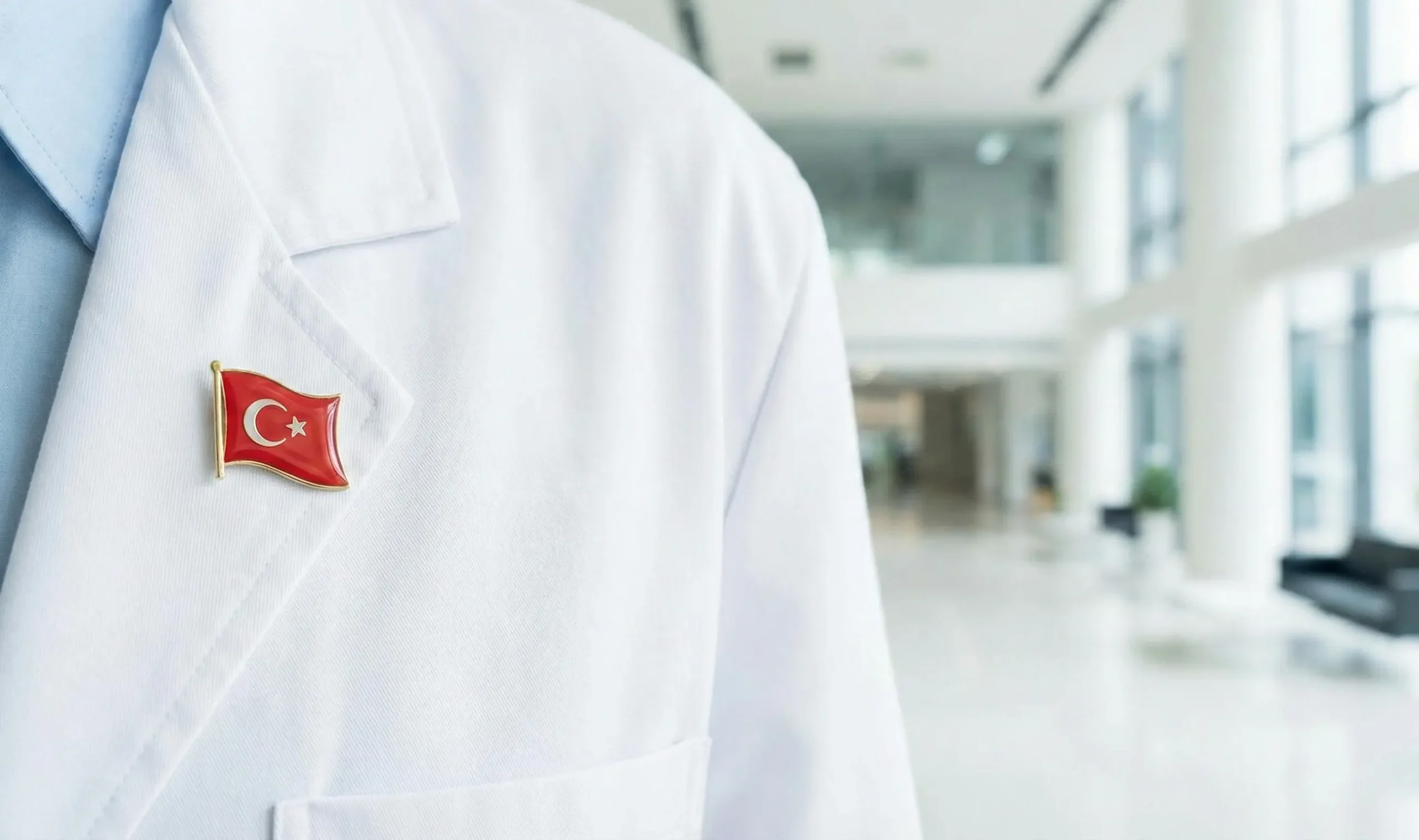 doctor coat with turkish flag pin