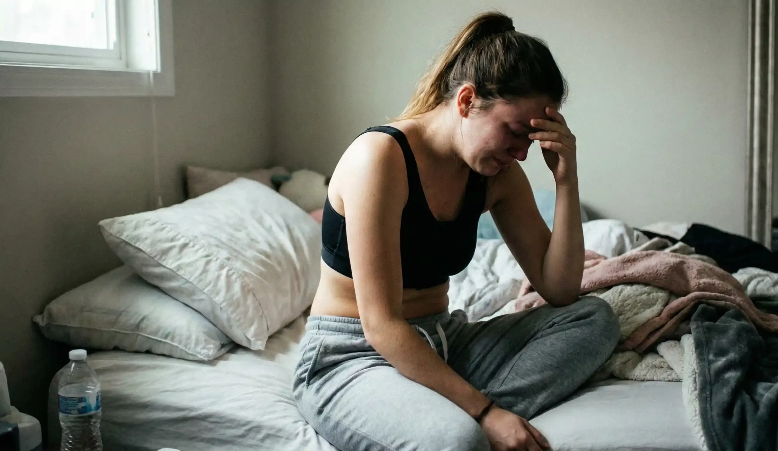 woman overwhelmed post op recovery mood