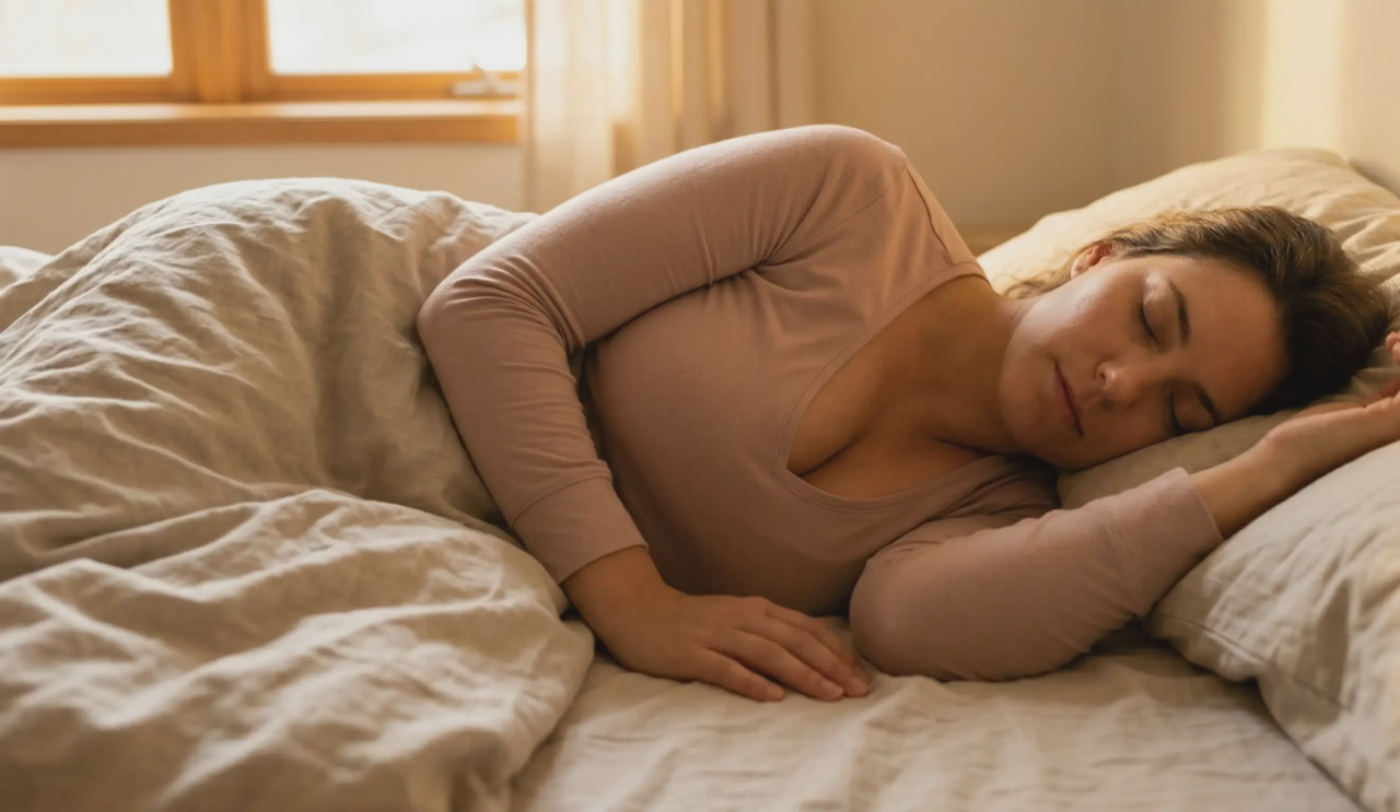 sleeping woman breast implants