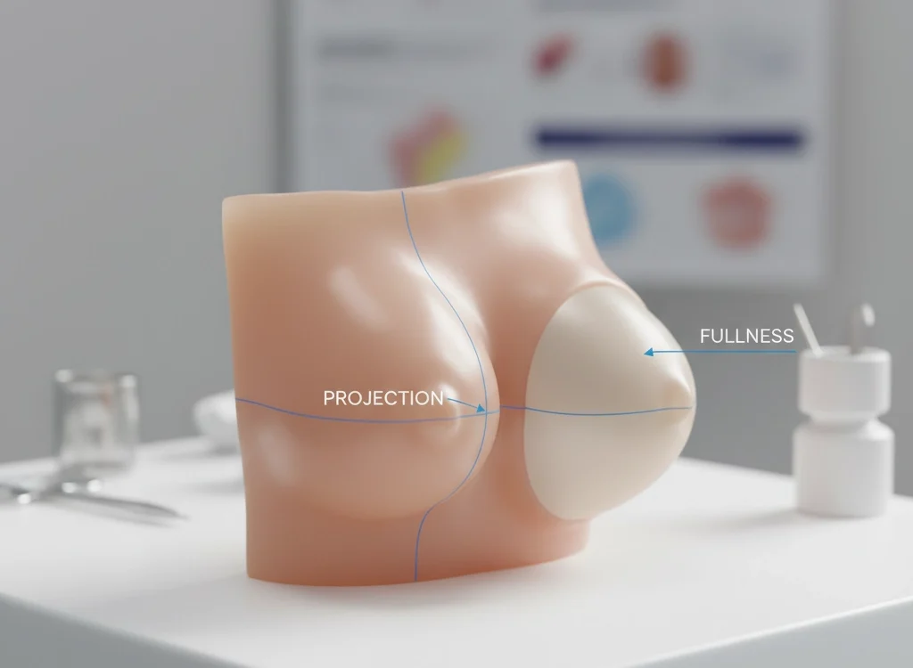 3d anatomical model breast implant contour projection