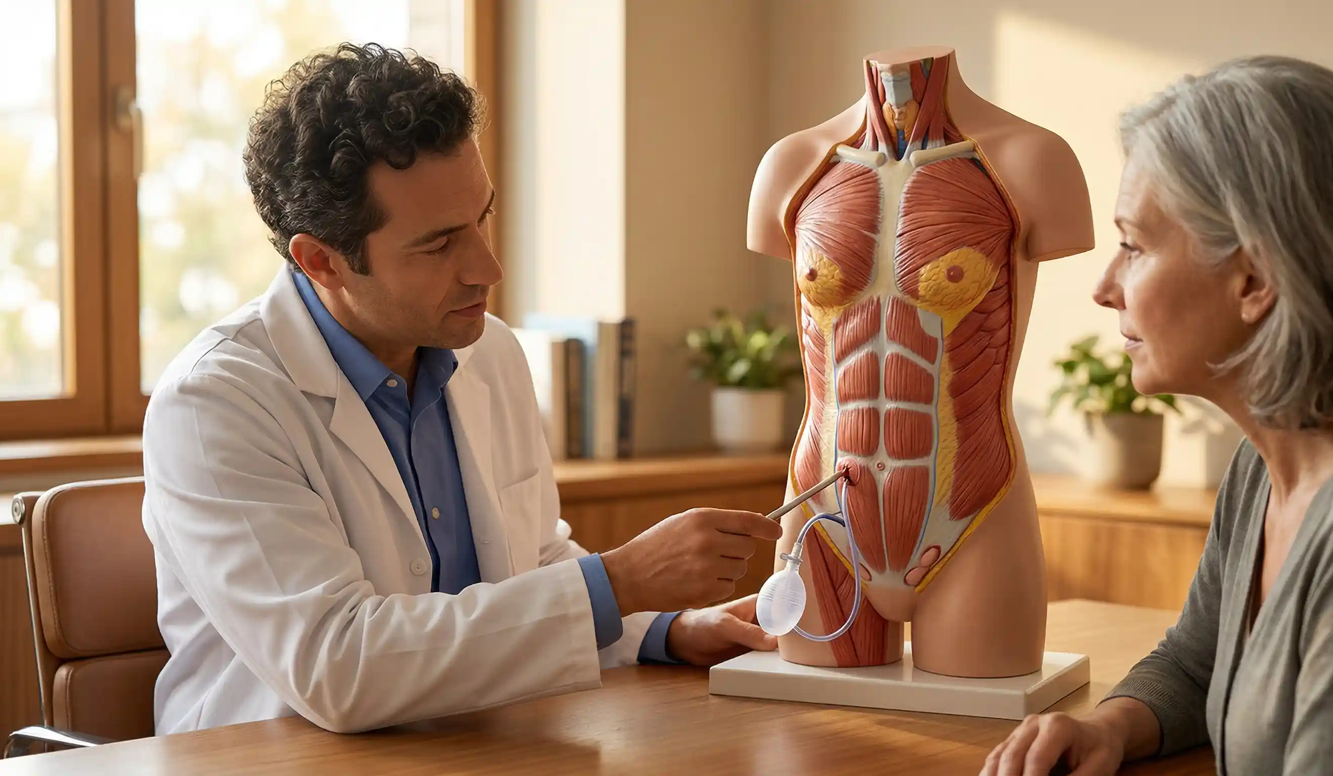 anatomical model tummy tuck drain explanation