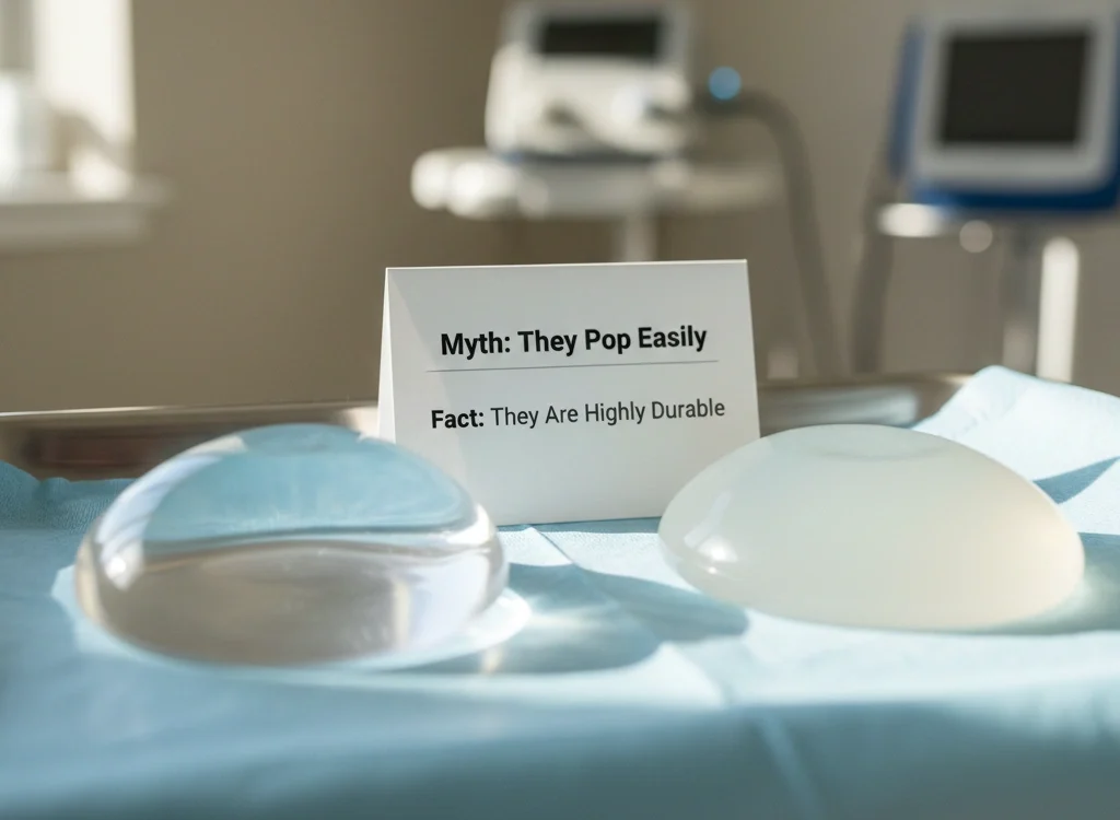 durable breast implants on tray