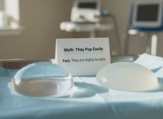 durable breast implants on tray