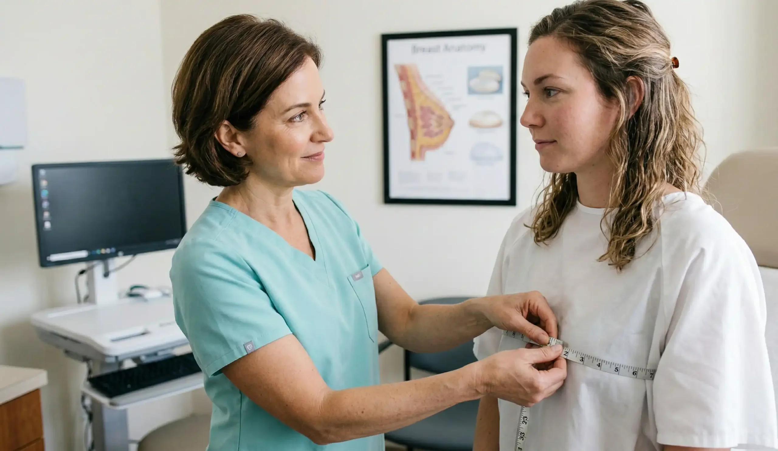 clinical breast implant consultation doctor measurement