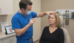 surgeon demonstrating muscle thinning patient