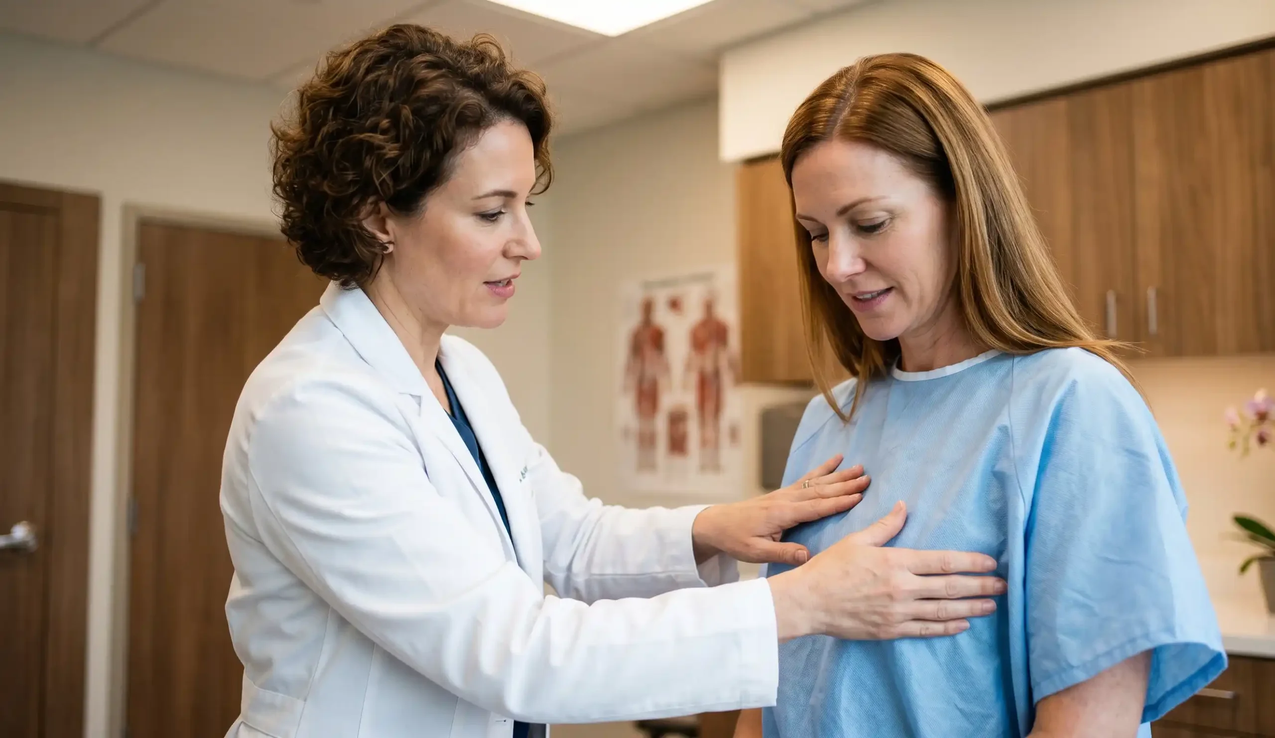 clinical breast implant palpation examination