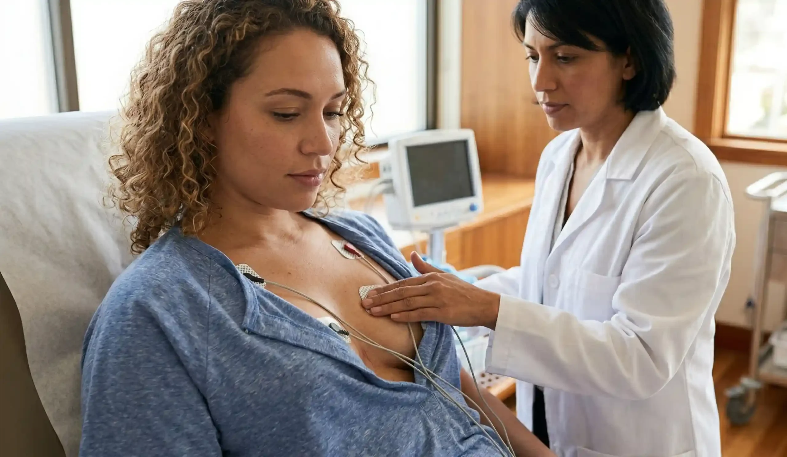breast implant ekg examination