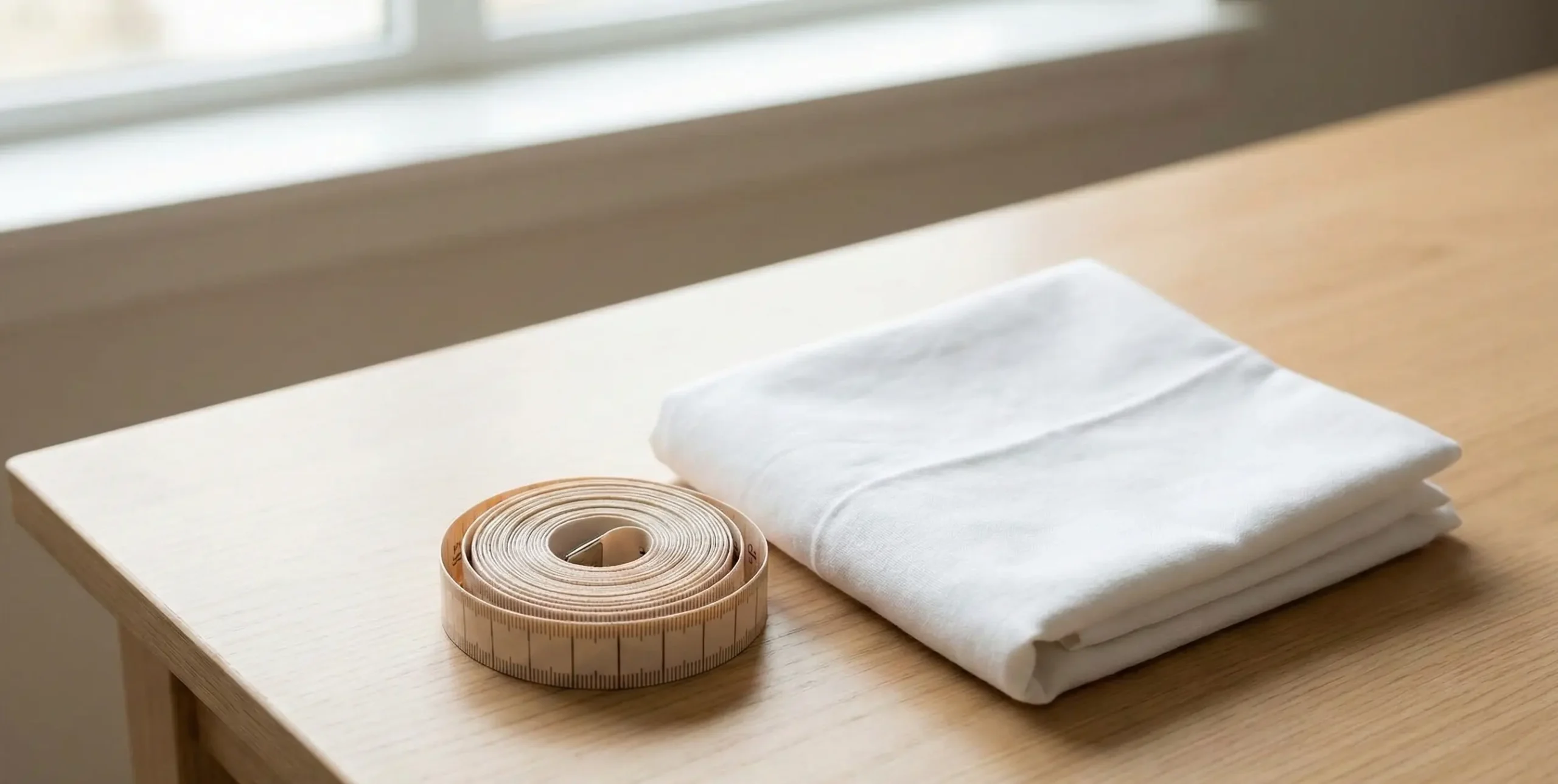 measuring tape and surgical drape on table