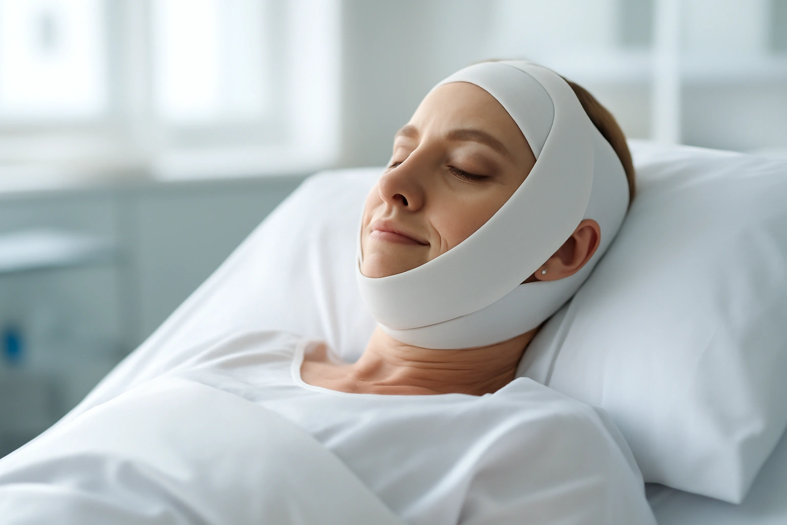patient lying in recovery room