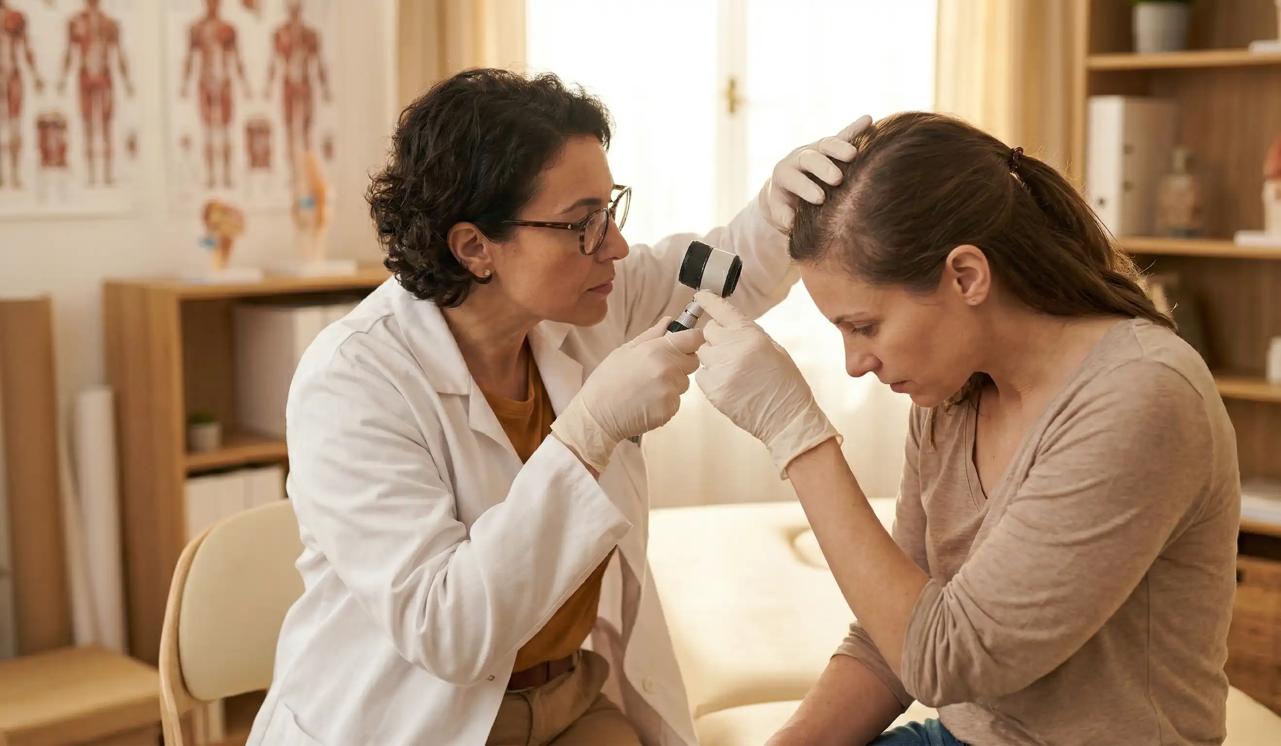 examinare clinică cu dermatoscopul scalpului