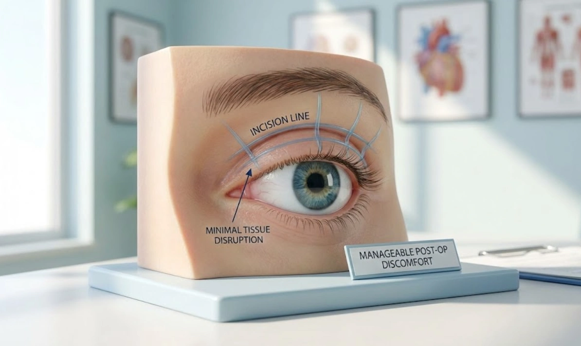 eyelid surgery incision points anatomical model