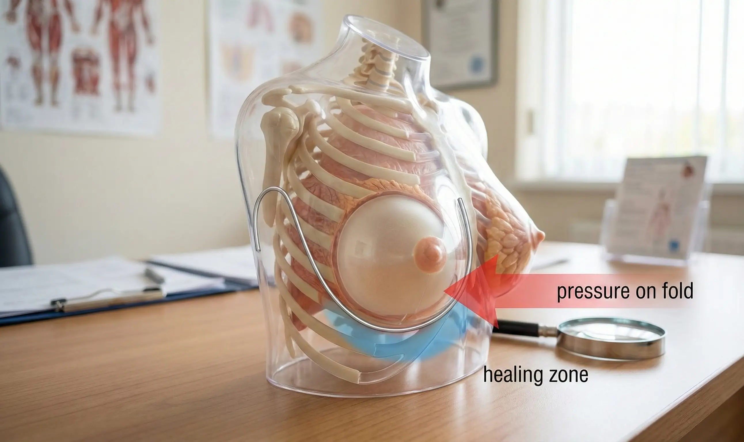 anatomia presiunii firului sutienului asupra implantului mamar