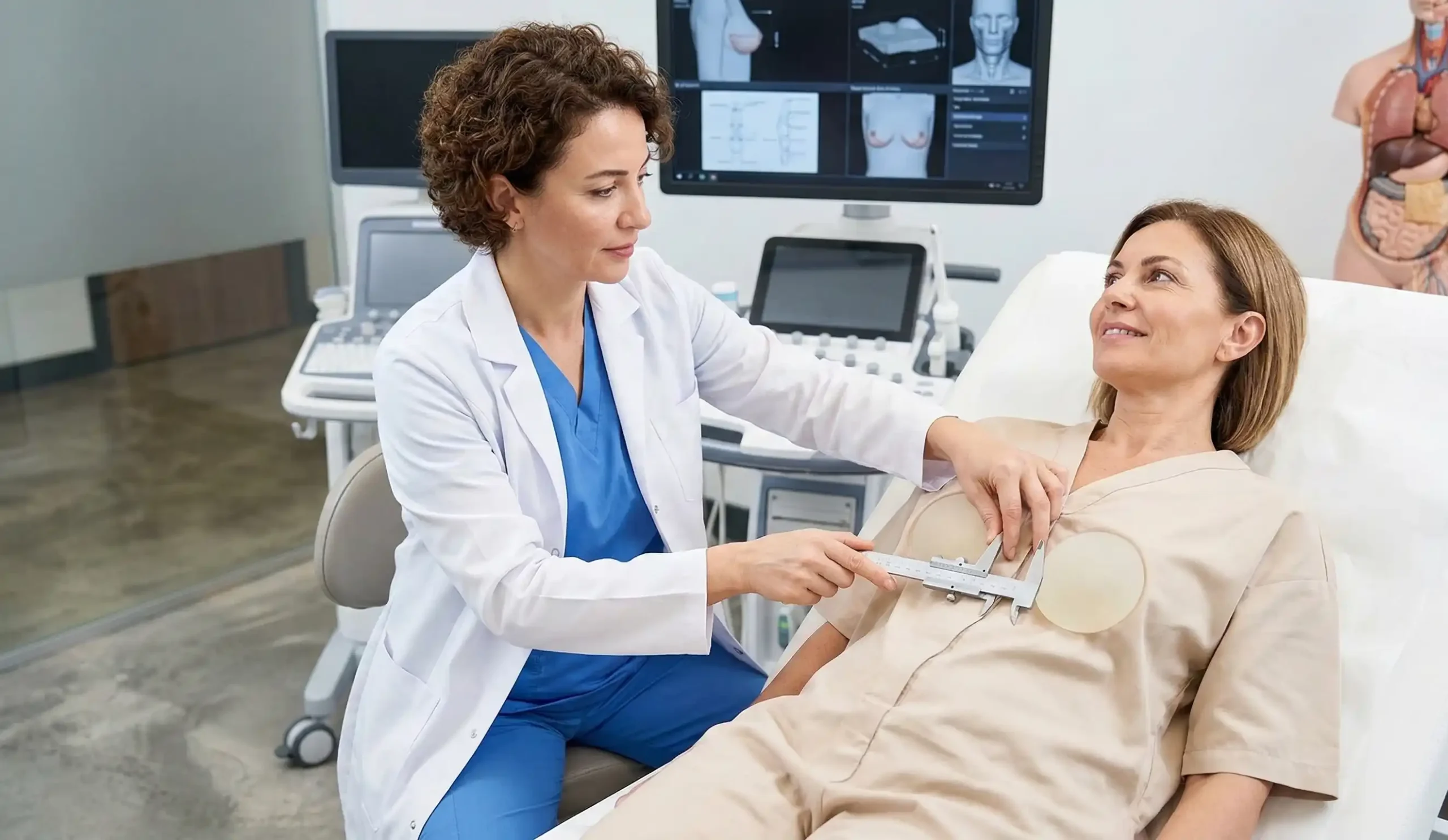 clinical breast exam symmastia pseudo