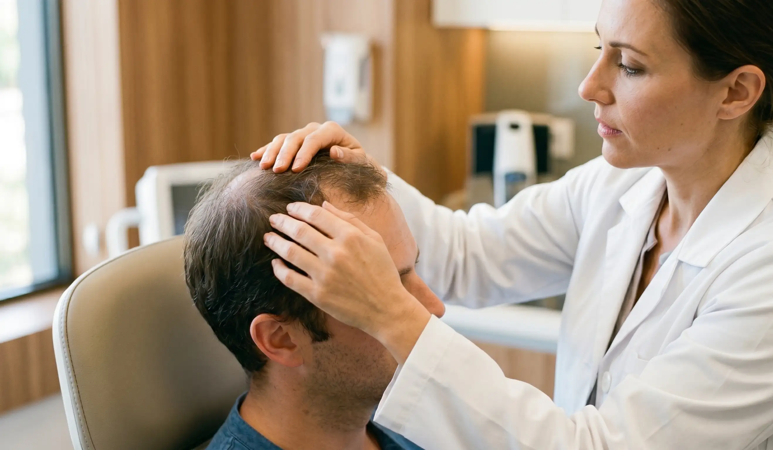 doctor patient scalp examination