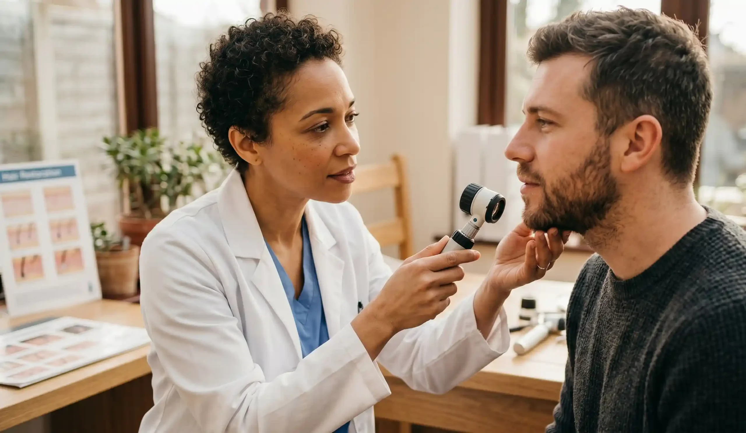 clinical beard restoration examination