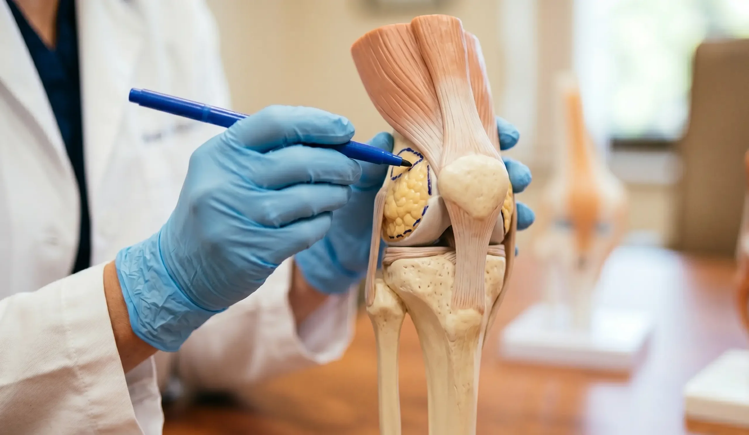 anatomical model marking knee liposuction fat