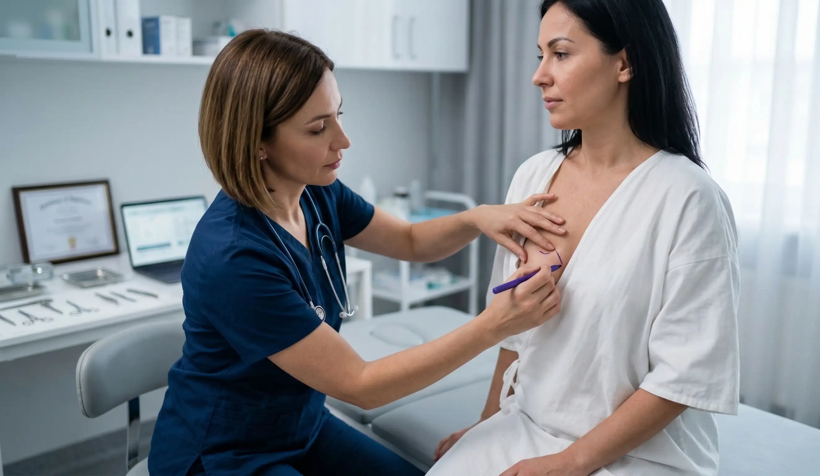 breast lift consultation doctor marking patient