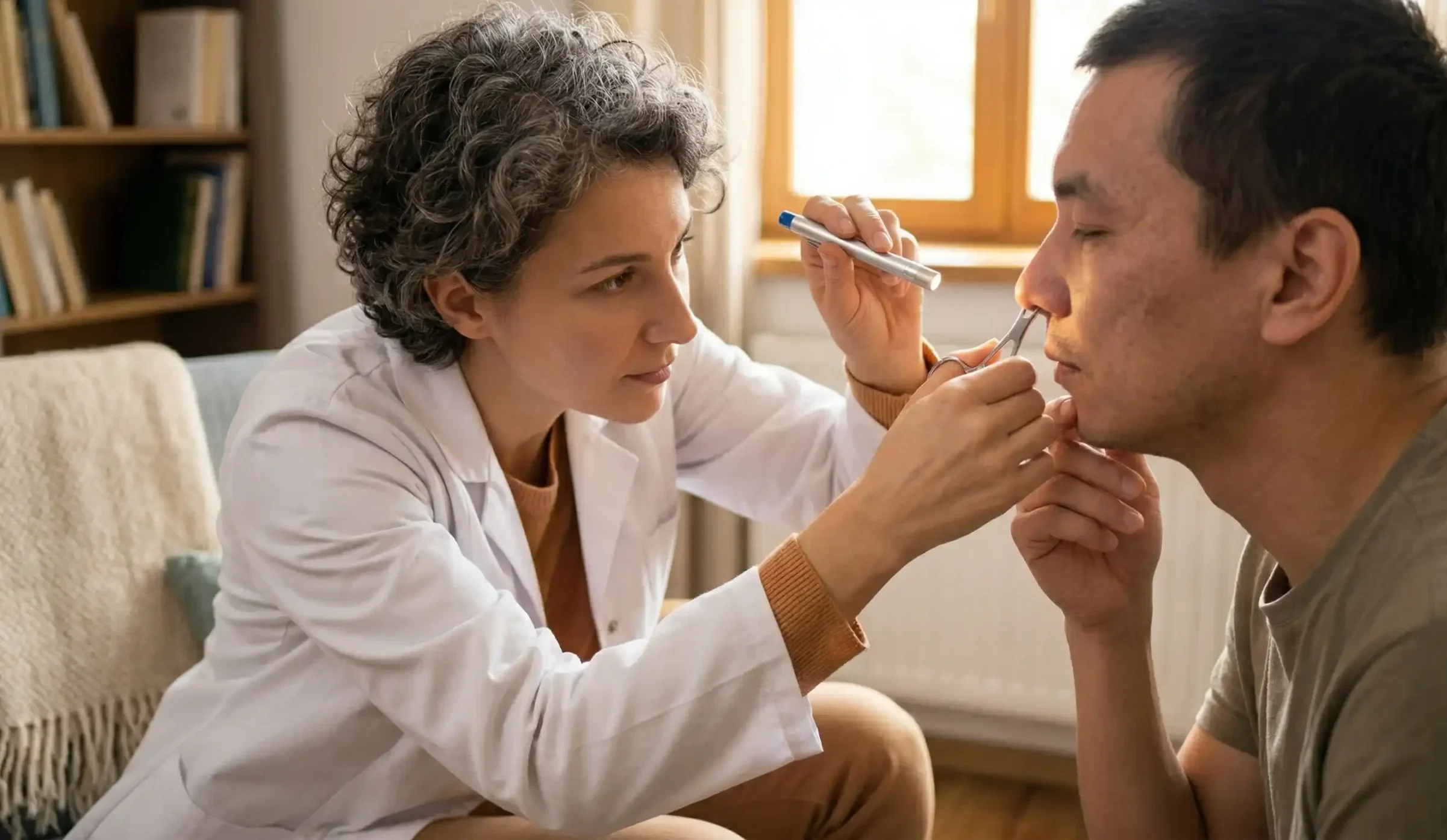clinical examination of nose after surgery