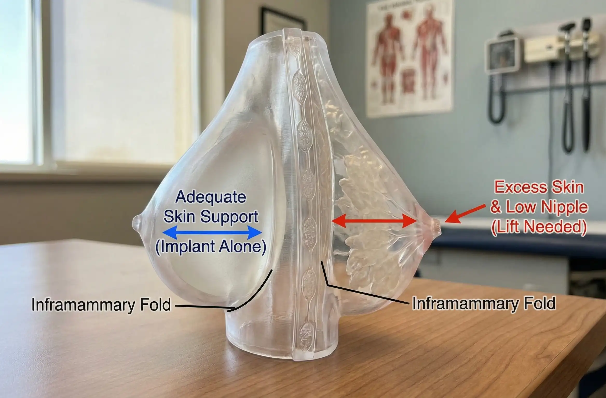 breast skin envelope nipple position side view