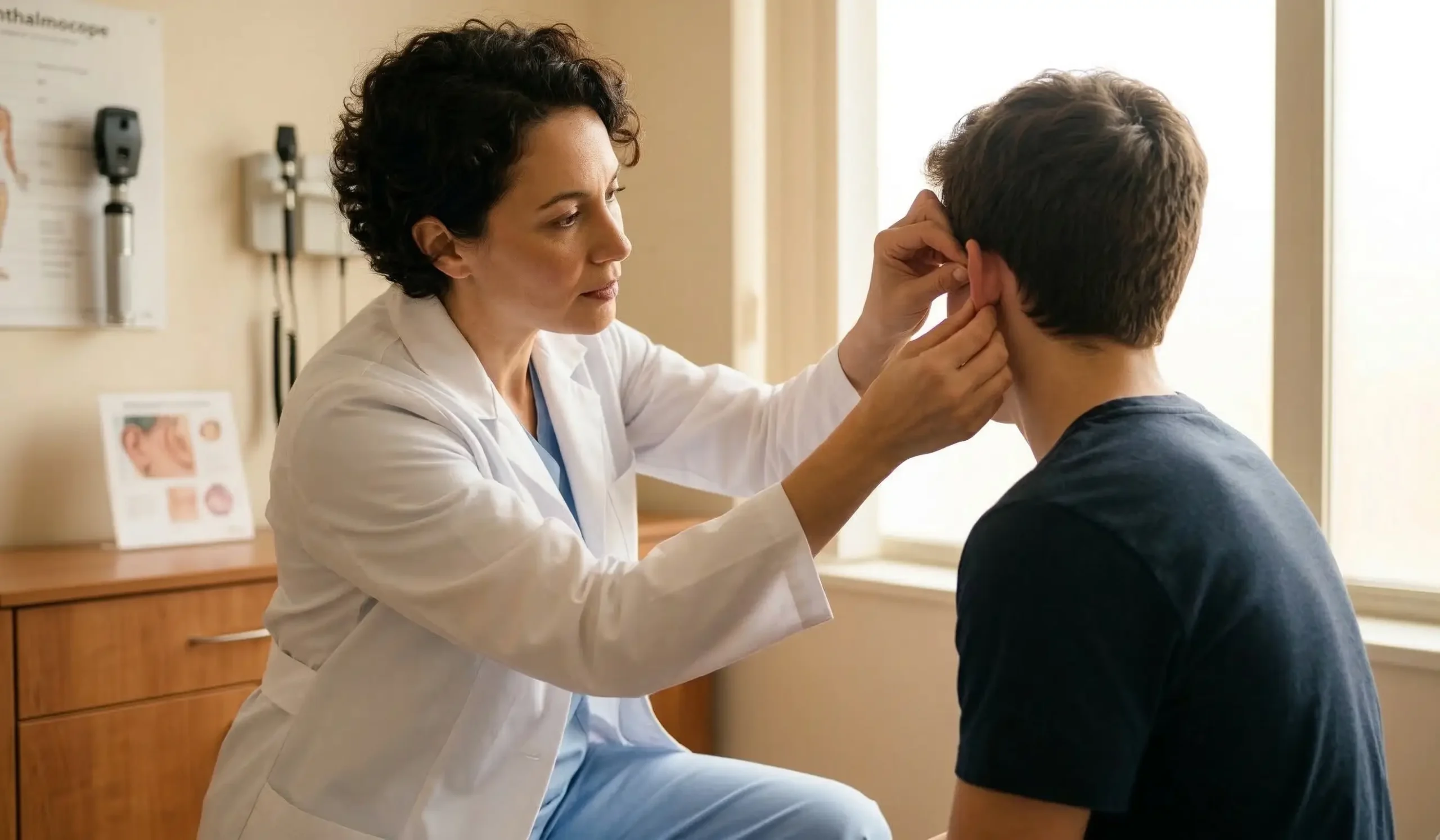 clinical ear exam doctor patient otoplasty
