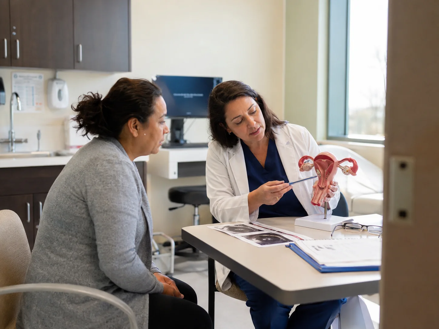 gynecologist explaining hysterectomy procedure