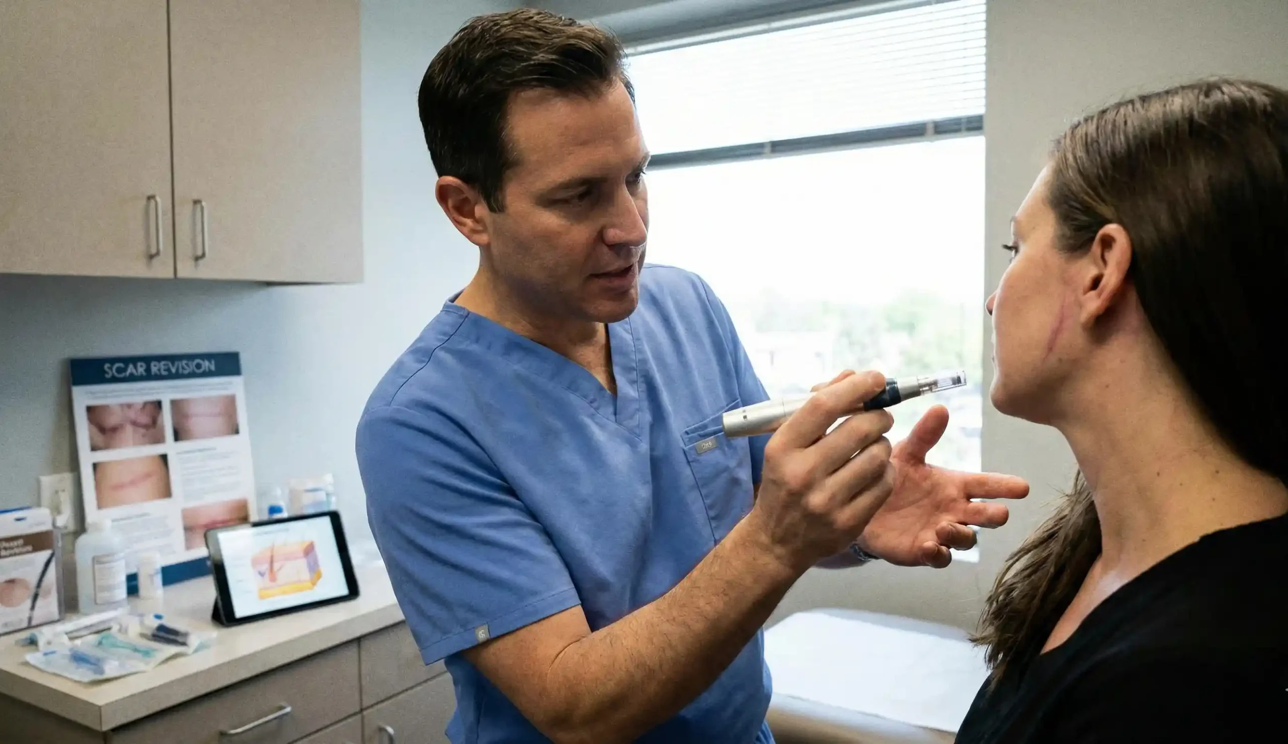 plastic surgeon laser scar treatment behind ear