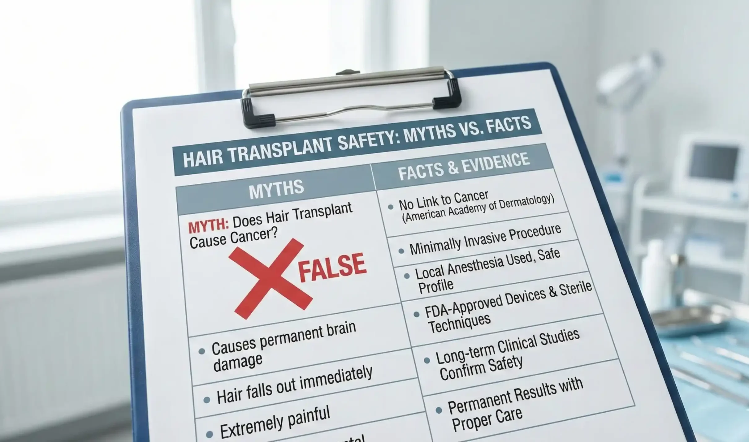hair transplant safety myths vs facts chart