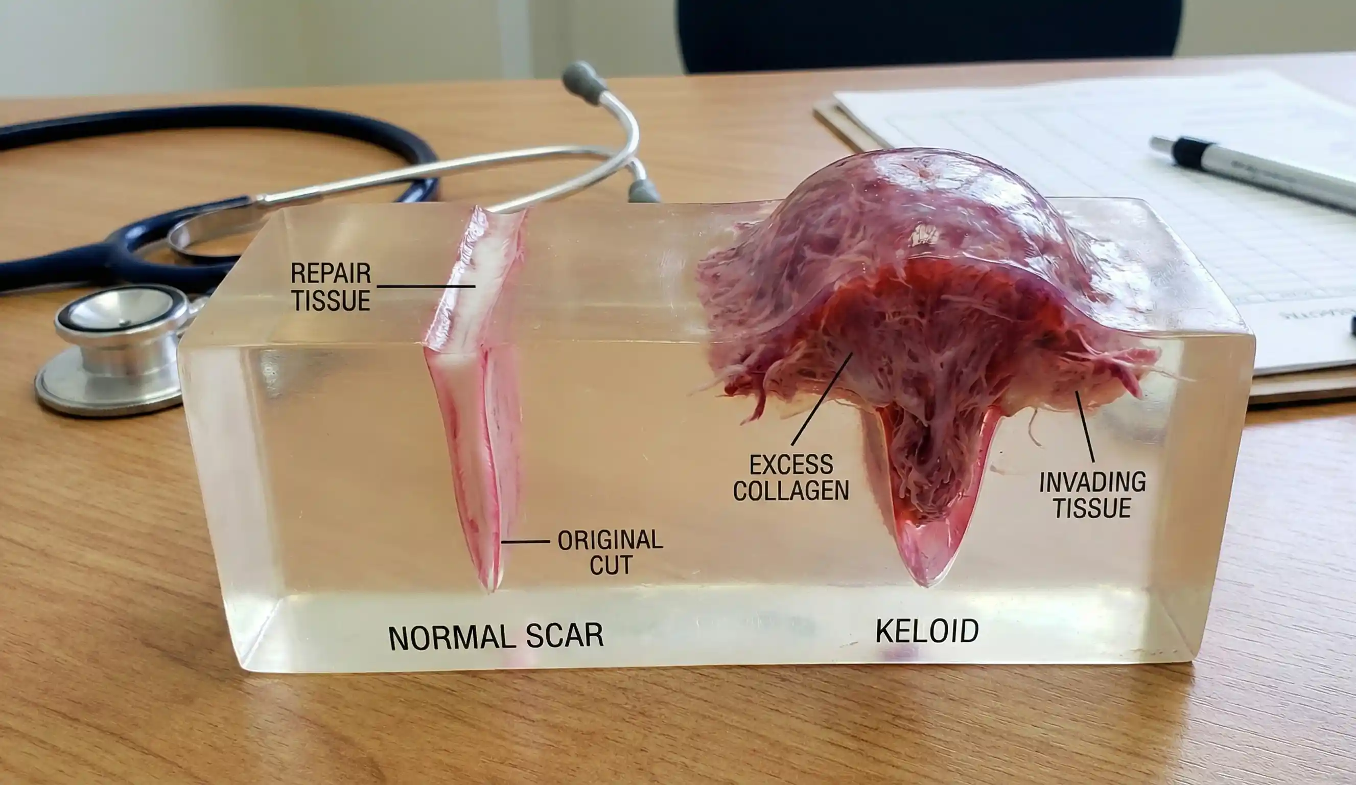anatomical model normal vs keloid scar