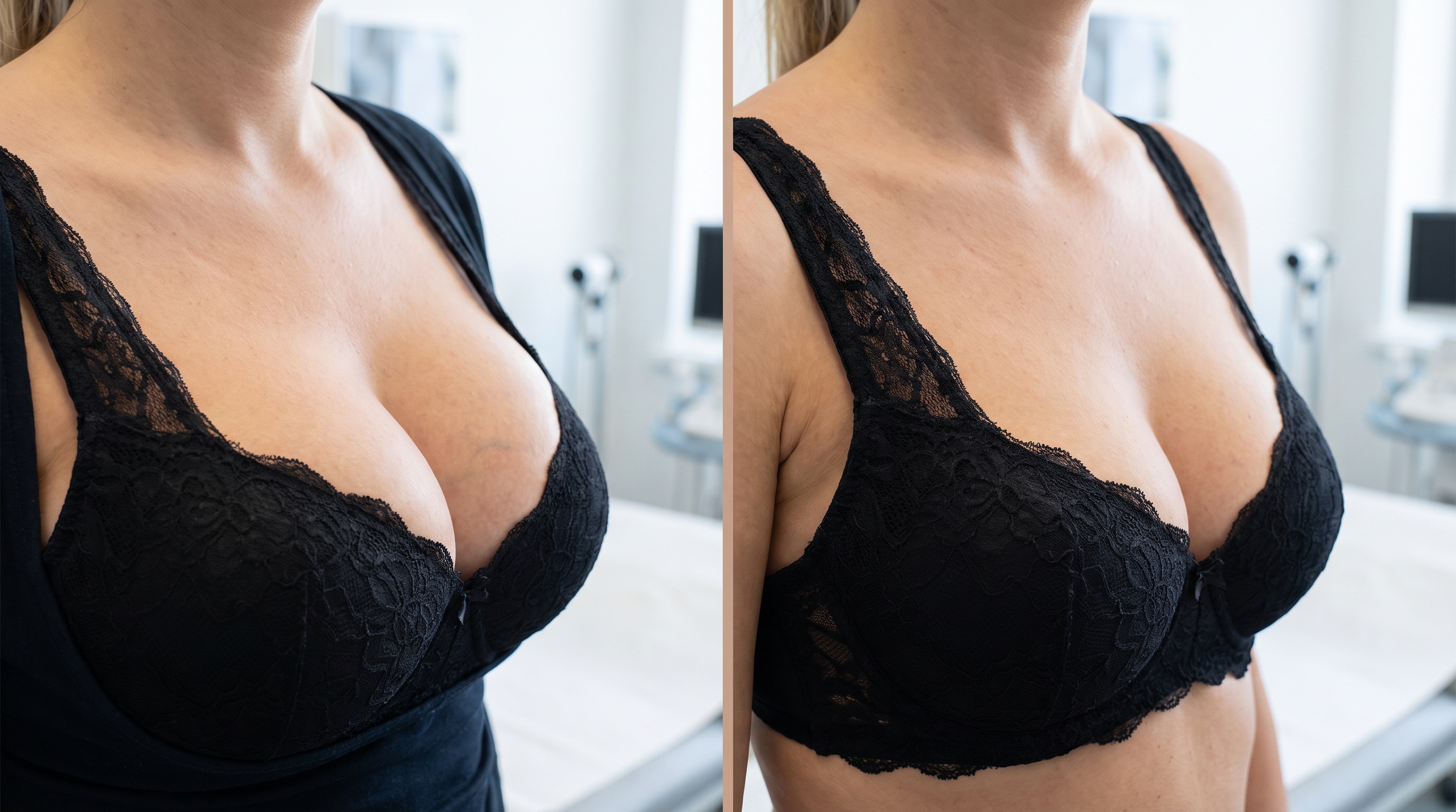 Detailed view of breast reduction surgery, showing reshaping and repositioning of the nipple-areolar complex.