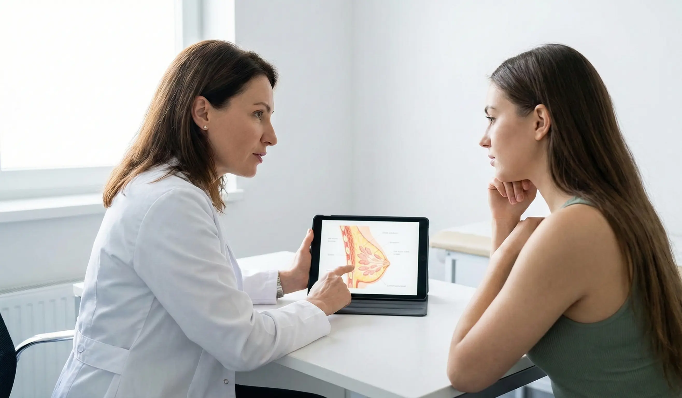 doctor patient consultation breast reduction anatomy