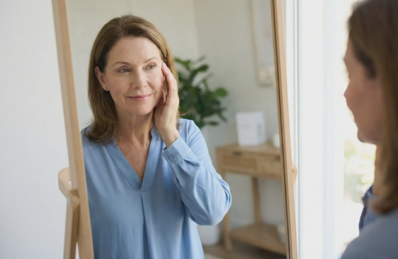 patient viewing temporal lift results mirror