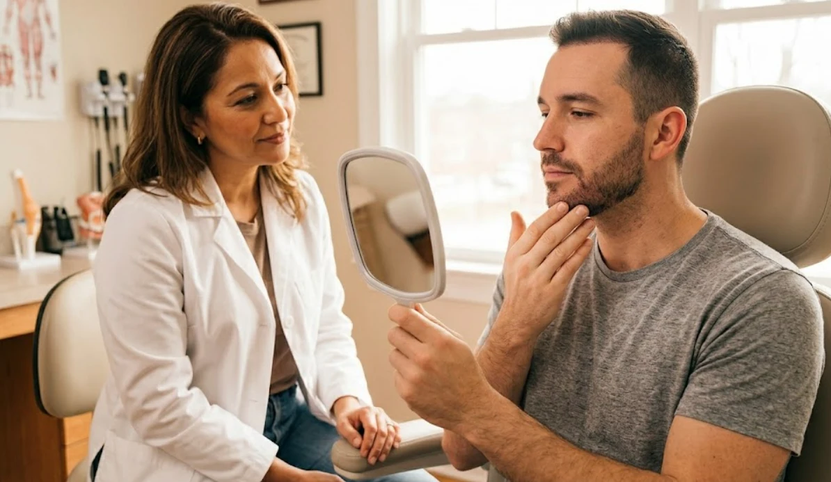 beard transplant healing examination