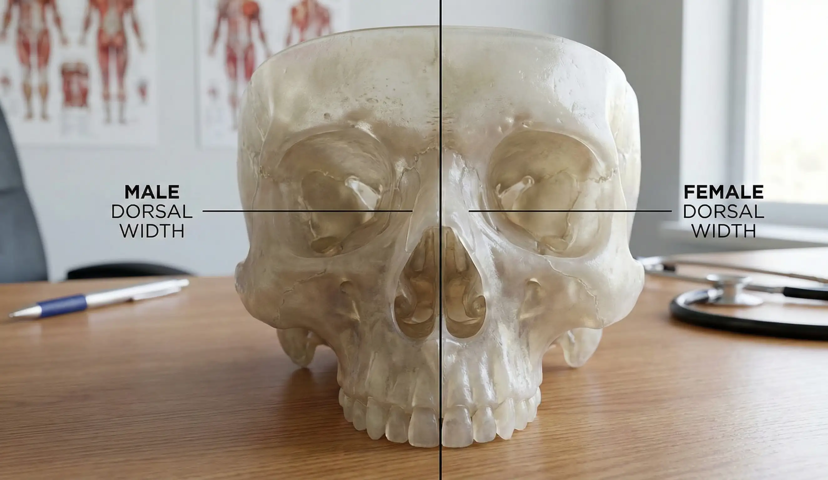 anatomical skull model male vs female dorsal width