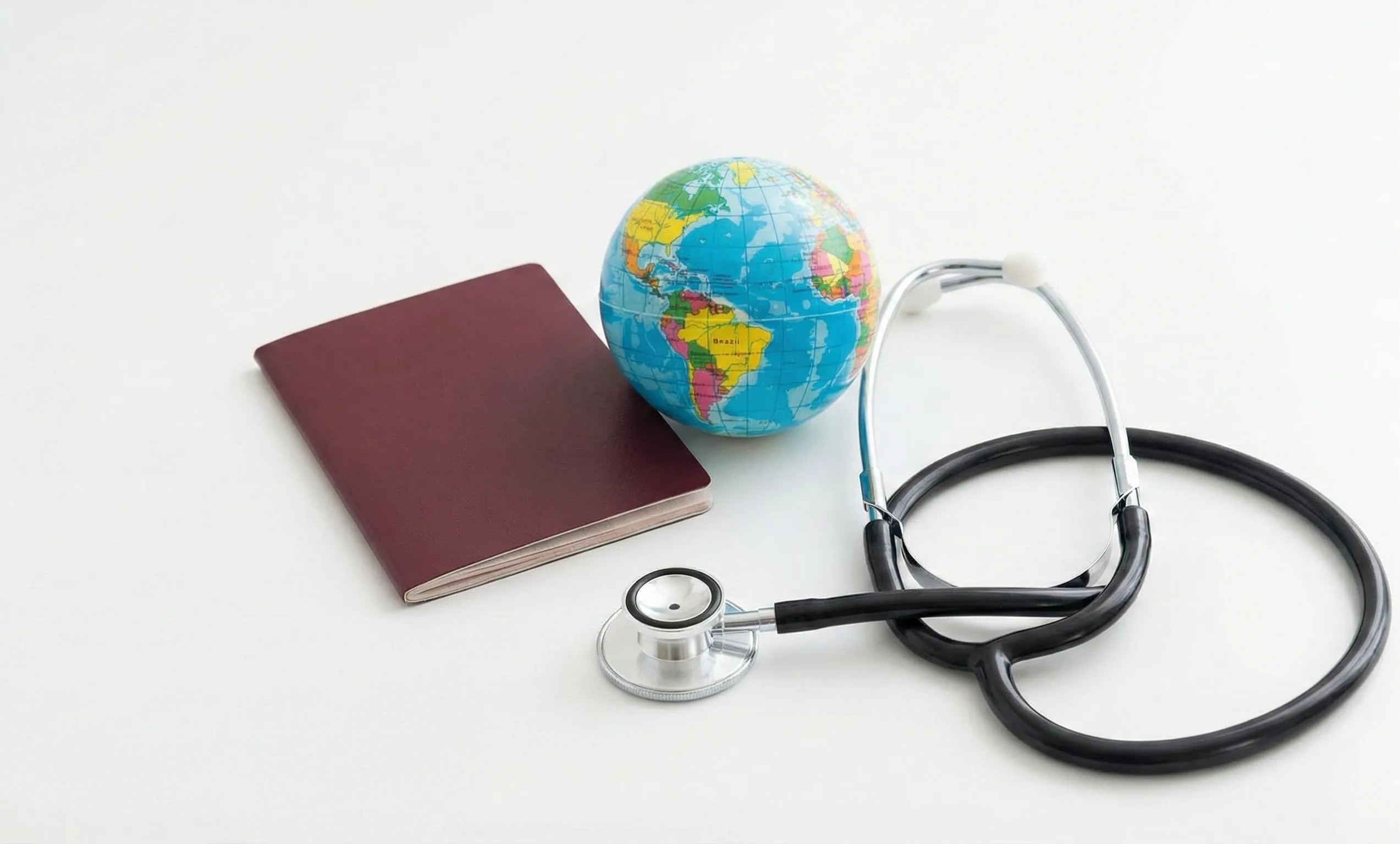 passport stethoscope globe medical travel