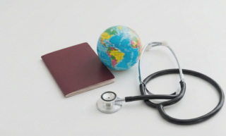 passport stethoscope globe medical travel