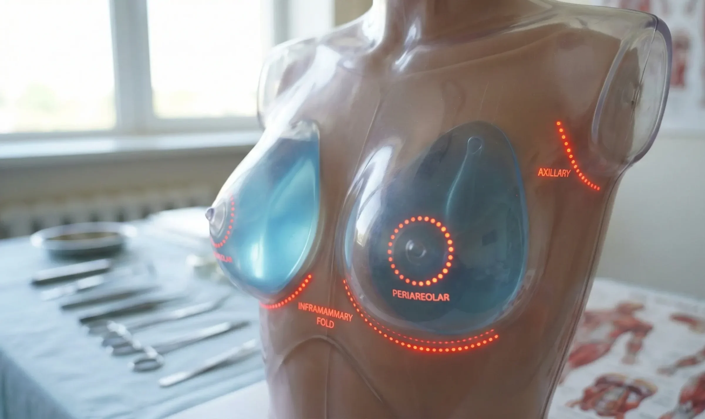 3d anatomical model breast implant scar locations