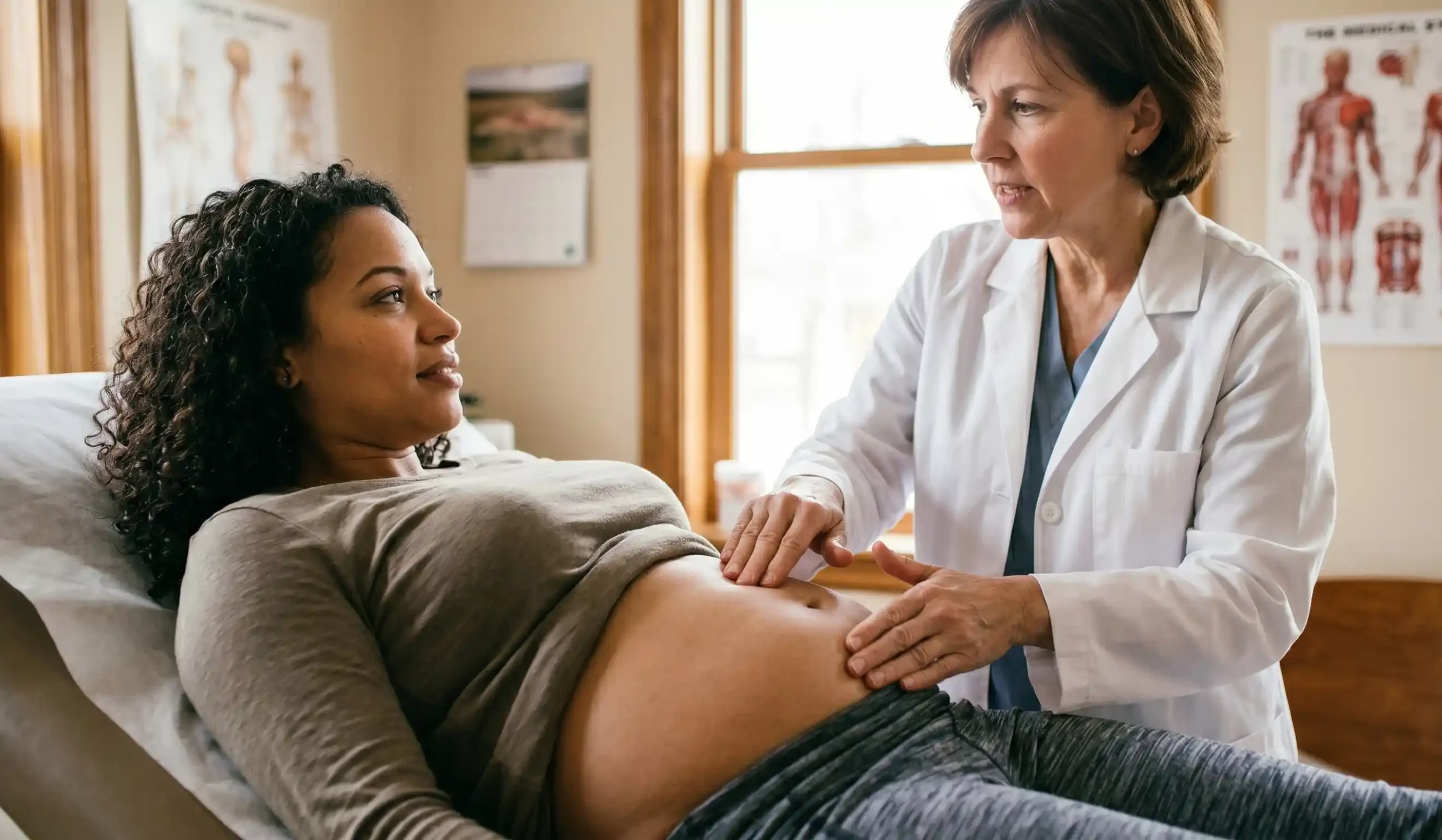 clinic examination postpartum abdomen
